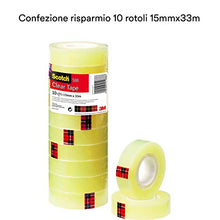 Carica l'immagine nel visualizzatore di Gallery, Scotch Nastro Adesivo 3M, Trasparente Acrilico, 15 mm x 33 m, Confezione Torretta da 10 Pezzi