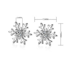 Carica l'immagine nel visualizzatore di Gallery, Orecchini a perno in argento Sterling 925 con zirconi cubici, con fiocco di neve, gioielli alla moda per donne e ragazze regali di Natale