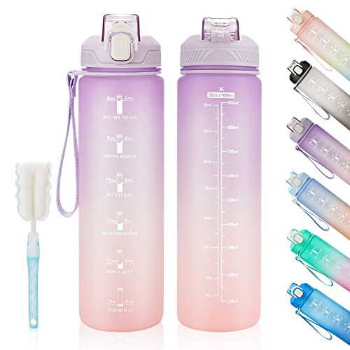 YC Kitchen Borraccia Sportiva Motivazionale 1L - Borraccia Termica 1 litro, Bottiglia d'acqua Sportiva senza-BPA con paglia e trasporto cinghia