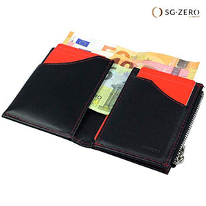 Portafoglio nero/rosso uomo piccolo intelligente e sottile in vera Nero/Rosso