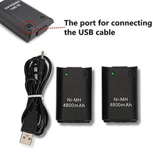 Carica l&#39;immagine nel visualizzatore di Gallery, Xbox 360 Batteria, OSAN 2 Pz 4800mAh Batteria Ricaricabile + Cavo USB nero