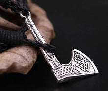 Carica l&#39;immagine nel visualizzatore di Gallery, Likgreat, bracciale intrecciato in corda di cuoio, avvolgente, con ascia di... - Ilgrandebazar