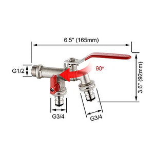 Ibergrif M22203 Rubinetto Giardino Doppio con Connettore, antigelo -10℃, alta Temperatura 120℃, centralina di irrigazione a 2 vie, Rubinetto esterno, ottone, ingresso acqua G1/2",Giardino,Lavatrice