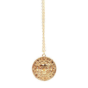 Ciondolo a forma di moneta / medaglione azteco con teschio, stile Pirati Gold - Ilgrandebazar