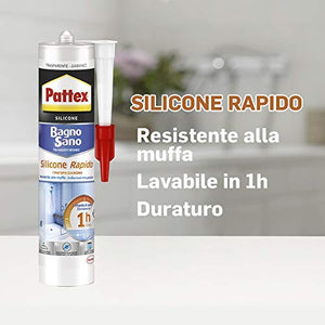 Pattex Bagno Sano Silicone Rapido, silicone trasparente sigillante ad...