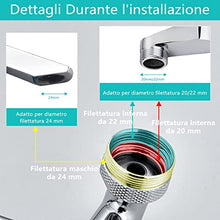 Carica l'immagine nel visualizzatore di Gallery, Rubinetto Rotante 1080 Gradi, Prolunga Rubinetto Bagno Areatore Rompigetto con Filtro Antispruzzo, Snodo per Estensione Rubinetto Lavandino Cucina in Ottone, M20 M22 M24, 2 Modalità Acqua Regolabile