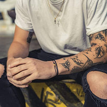 Carica l'immagine nel visualizzatore di Gallery, Bracciale Sottile Da Uomo e Donna Con Chiusura a Clip Fatta a Mano - Gioielli Da Surfista - Bracciale In Tessuto Minimalista - 100% Impermeabile e Regolabile (Oro blu)