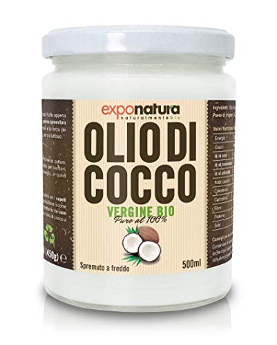 Olio di Cocco Biologico Premium 500ml - Puro al 100% - Crudo e Spremuto a...