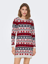 Carica l'immagine nel visualizzatore di Gallery, ONLY Women's ONLXMAS Comfy Deer L/S KNT Dress, Cloud Dancer/Pattern:W.Night Sky/Chilli Pepper, S (3er Pack)