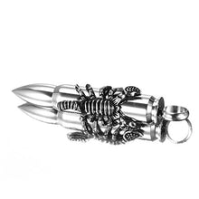 Carica l&#39;immagine nel visualizzatore di Gallery, LOPEZ KENT Punk Mens Stainless Steel US Army Scorpion Bullet Pendant Argento - Ilgrandebazar