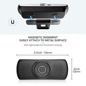 AGPTEK Vivavoce Auto Bluetooth 5.0 con Siri Assistente Comandi Vocali di Google Altoparlante Kit e Scheda TF Supporto per Aletta Parasole Connessione Automatica, Nero
