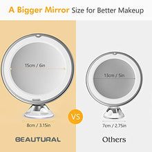 Carica l'immagine nel visualizzatore di Gallery, BEAUTURAL Specchio per Trucco Makeup con Ingrandimento 10X e Luce LED, Specchio Cosmetico Giunto Sferico Orientabile e Ventosa, a Batterie