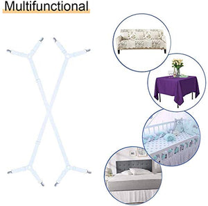Felly Clip Lenzuola 4 Pezzi Bretelle Regolabili Tipo Lungo-bianco