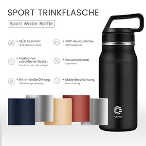 Fjbottle Borraccia Termica in Acciaio Inox Sport, 600ML/950ML/1200ML Bottiglia Termica Senza BPA - Senza Perdite Borracce per Scuola, Palestra, Sport, Yoga, Ciclismo