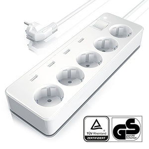 Bearware - Multipresa elettrica a 5 Vie con 4 x USB 6.0A 30 Watt - 5 Prese - Ilgrandebazar