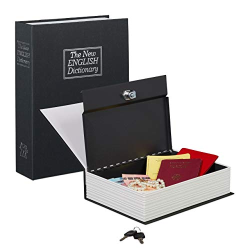 Relaxdays 10020800_46 Libro Cassaforte con Serratura a Combinazione Nero