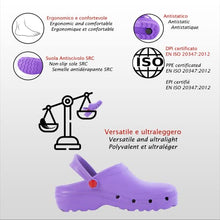 Carica l&#39;immagine nel visualizzatore di Gallery, REPOSA Light Shock, Zoccoli Sanitari Donna Uomo in Eva, Suola Antiscivolo SRC Antibatterica e Laccetto Ribaltabile, Ciabatte Sanitarie Anatomiche Antishock, Scarpe Sanitarie Traspiranti Ultraleggere