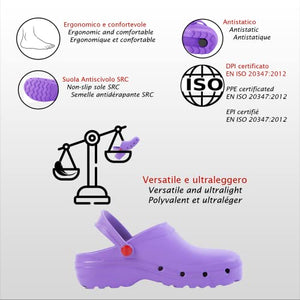 REPOSA Light Shock, Zoccoli Sanitari Donna Uomo in Eva, Suola Antiscivolo SRC Antibatterica e Laccetto Ribaltabile, Ciabatte Sanitarie Anatomiche Antishock, Scarpe Sanitarie Traspiranti Ultraleggere