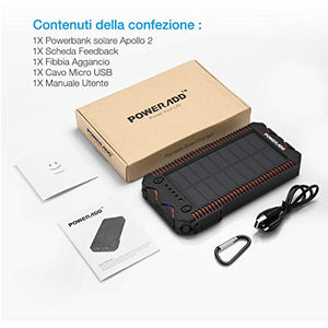 POWERADD Powerbank Solare Apollo2 Caricabatteria Portatile Batteria 12000mAh