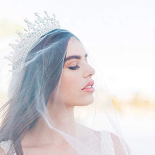 Carica l&#39;immagine nel visualizzatore di Gallery, Makone Tiara Nuziale di Cristallo Strass Corona Sliver - Ilgrandebazar