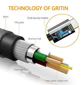 Gritin Cavo USB C [3 Pezzi: 1m, 1.5m, 2m] Nylon 1m+1.5m+2m, Grigio - Ilgrandebazar