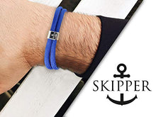 Carica l&#39;immagine nel visualizzatore di Gallery, Skipper 7990 - Bracciale da Surf in Acciaio Inox, con Nodi, Colore: Blu Scuro