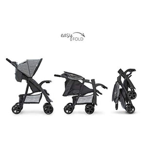 Hauck Passeggino Shopper Neo 2 - Passeggino Compatto dalla Nascita fino a 25 kg - Passeggino Pieghevole con 2 Portabibite, Reclinabile con Finestrina - Grande Cesto Portaoggetti - Grigio