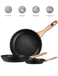 Homgeek - Set di 3 Padella Antiaderente per Cottura a Induzione, 20 cm, 26...