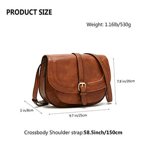 DCCN Borsa a tracolla piccola in pelle PU per donna Retro Marrone