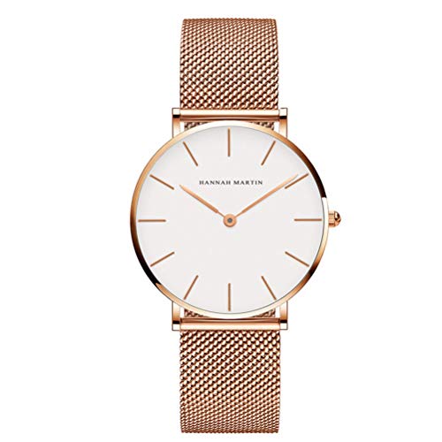 Hannah Martin Orologio da Polso Donna Quadrante Bianco，cinturino Oro Rosa - Ilgrandebazar