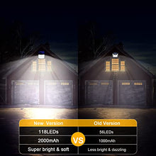 Carica l&#39;immagine nel visualizzatore di Gallery, RISEMART Lampada solare per esterni, 118 LED Luce Solare Led Esterno con Sensore di Movimento Luci Solari da Esterno con Telecomando, 3Modes, IP65 Impermeabile, cavo da 5m Giardino Garage [1 Pezzi ]