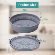 Carica l&#39;immagine nel visualizzatore di Gallery, Alyvisun 2 Pezzi Accessori in Silicone per Air Fryer Teglie per Friggitrice ad Aria Contenitori Cestello Riutilizzabile Rotondo Tappetino Stampi per Airfryer, Microonde, Forno (Grigio)