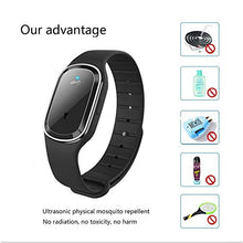 Carica l&#39;immagine nel visualizzatore di Gallery, MENGZF Ultrasuoni Bracciale Repellente per Zanzare,Ultrasuoni Repeller Nero