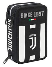 Carica l&#39;immagine nel visualizzatore di Gallery, Astuccio 3 Zip Juventus Coaches, Bianco &amp; Nero, Con materiale scolastico: 18...