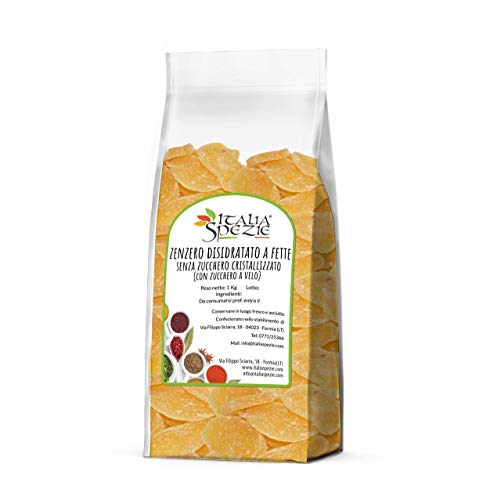 Zenzero disidratato a fette 1 Kg senza zucchero cristallizzato (con zucchero...