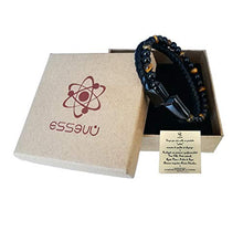 Carica l&#39;immagine nel visualizzatore di Gallery, ess3vu&#39; Bracciale Uomo Cuoio | Braccialetti in Pelle Pietre Nero (20.5cm) - Ilgrandebazar