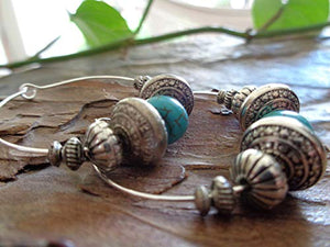 ✿ NUOVI BOHO TRIBAL CREME TURCHESI ✿ Orecchini stile Bali