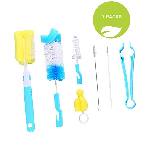 Spazzola per bottiglie, 7 pezzi spazzola biberon, kit di pulizia per... - Ilgrandebazar