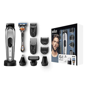 Braun Regolabarba Eletrico Uomo Tutto-in-1 MGK7020 Rifinitore, Nero/Argento