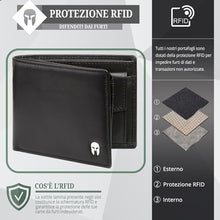 Carica l'immagine nel visualizzatore di Gallery, SPARTANO Portafoglio Uomo con Protezione RFID, 11 Slot per Carte Credito, 1 Tasca Portamonete, 2 Scomparti Banconote, 3 Tasche interne - ZEUS (Nero)