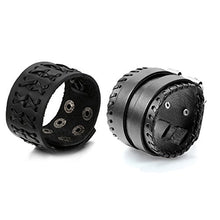 Carica l&#39;immagine nel visualizzatore di Gallery, OIDEA Bracciale Bangles per Uomo in Pelle Fibbia Lega... - Ilgrandebazar