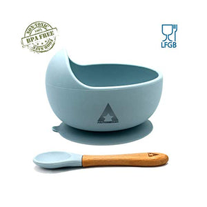 Piattino Pappa Svezzamento Set Con Ventosa Bimbo Bambini Prima Infanzia Blu - Ilgrandebazar
