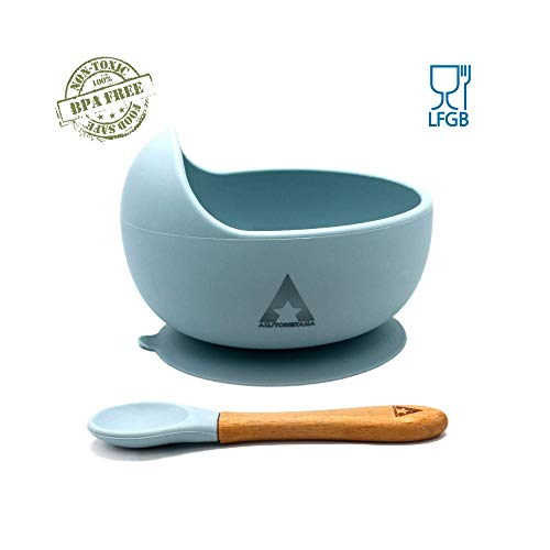 Piattino Pappa Svezzamento Set Con Ventosa Bimbo Bambini Prima Infanzia Blu - Ilgrandebazar