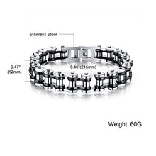 Carica l&#39;immagine nel visualizzatore di Gallery, Faysting EU Bracciale catena in acciaio inox moto personalizzata Nero Argento - Ilgrandebazar