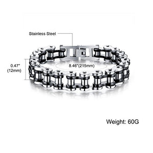 Faysting EU Bracciale catena in acciaio inox moto personalizzata Nero Argento - Ilgrandebazar