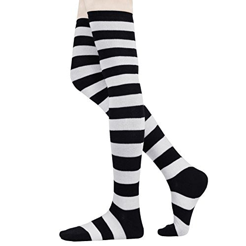 HBF Calze Donna a Righe al Ginocchio Cosplay Lunghe Nero&bianco - Ilgrandebazar