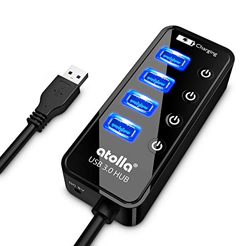 Hub USB 3.0 A 7 Porte Con Interruttori On/Off Singoli – Alimentato, 5Gbps, Nero - Foto 4