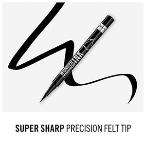 Rimmel London Eyeliner Waterproof Wonder'Ink, Penna con Punta in Feltro, Tratto Sottile e Preciso, Nero, Balsamo
