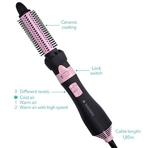 Navaris Spazzola ad aria calda in ceramica - 2 Nero - Rosa Metallizzato - Ilgrandebazar