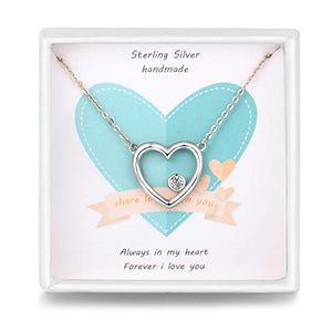 Ciondolo E Collana A Cuore Con Zirconia Cubica In Argento Sterling 925 Ciondolo E Collana A Cuore Con Zirconia Cubica In Argento Sterling 925